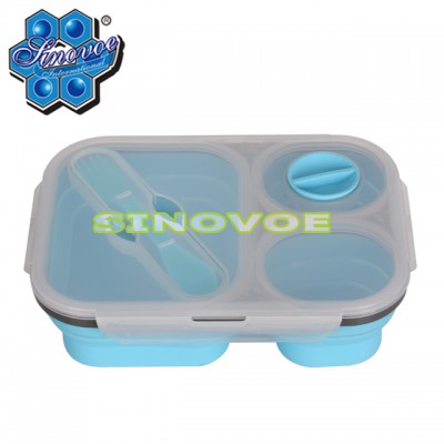 silicone folding lunch box food storage box with compartments