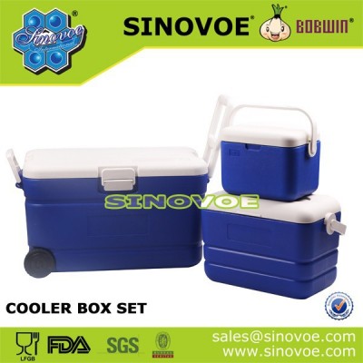 Sinovoe 42L+12L+5L plastic cooler box set with wheel